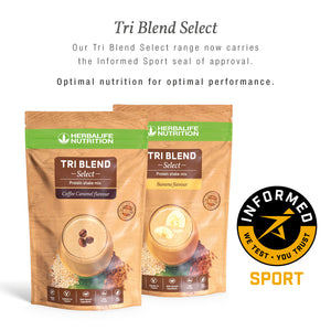 
                  
                    Load image into Gallery viewer, Informed sport logo next to 2 sachets of Herbalife Nutrition Tri Blend Select Protein Shake Mix
                  
                